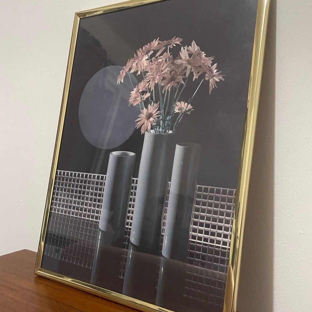 1980s Vintage Vaporwave Geometric Floral Art Print